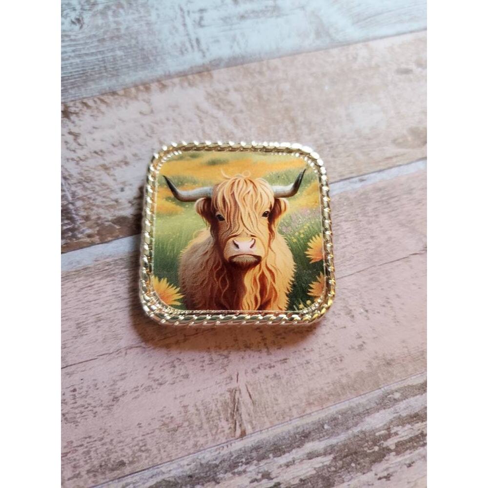 Custom concho, highland cow screwback conchos, saddle concho, concho for leather